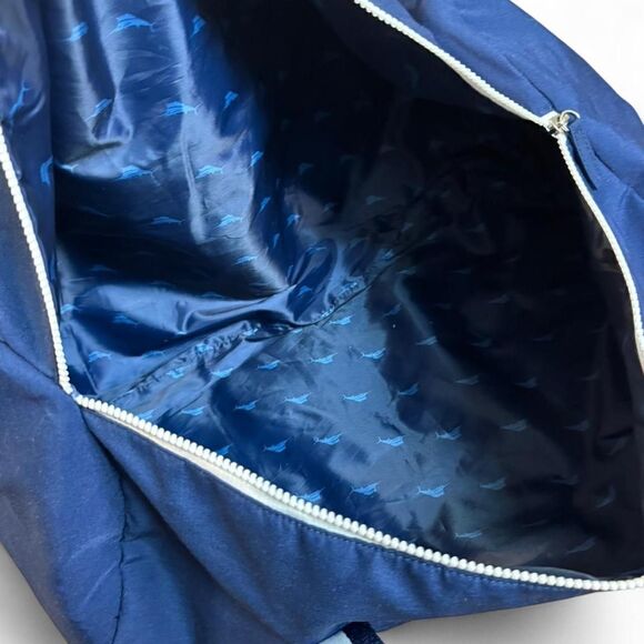 Navy Tommy Bahama canvas duffel bag with white stripes #travel - Picture 6 of 7